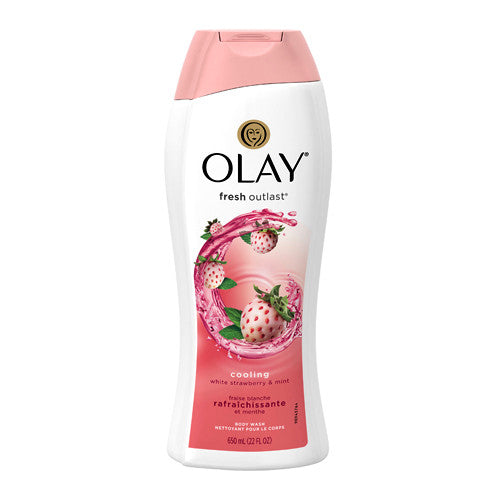 Olay Fresh Outlast Cooling White Strawberry and Mint Body Wash, 22 Oz